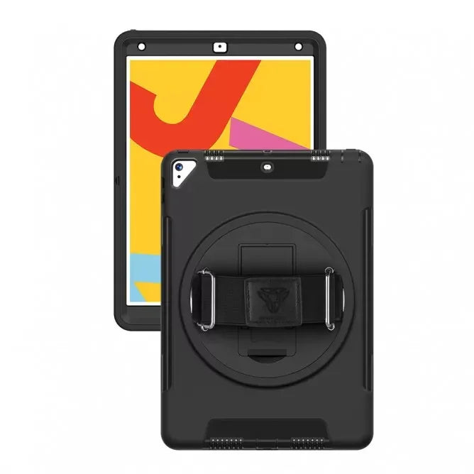 Armor-X Exn Case For iPad 8Th Gen 10.2 (2020 & 2019) Ultimate 3 Layers Shockproof Rugged Case With Hand Strap & Kick Stand- Black - Tashqila Armor-X Exn Case For iPad 8Th Gen 10.2 (2020 & 2019) Ultimate 3 Layers Shockproof Rugged Case With Hand Strap & Kick Stand- Black - Tashqila